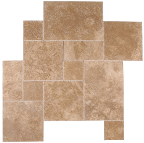Travertine Dark Walnut French Pattern Chiseled Edge